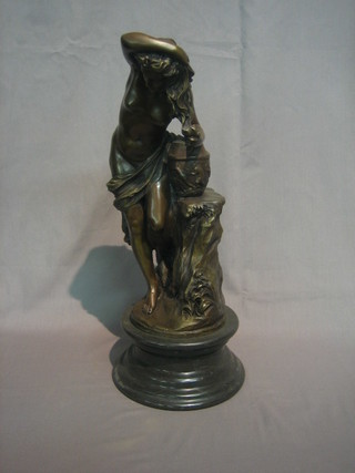A  20th  Century bronze figure of a standing  classical  lady  19", raised on a marble base 