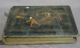 A Victorian lacquered photograph album and contents of  various photographs