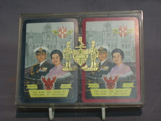 A  double  boxed set of Worshipful Company  of  Playing  Cards Manufacturer's  cards  -  The  King  and  Queen  of  Thailand  at Guildhall July 20th 1960