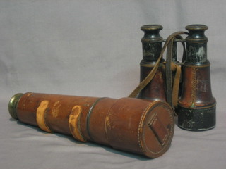 A 3 draw military signal telescope marked MDS London together with a pair of War Office issue binoculars