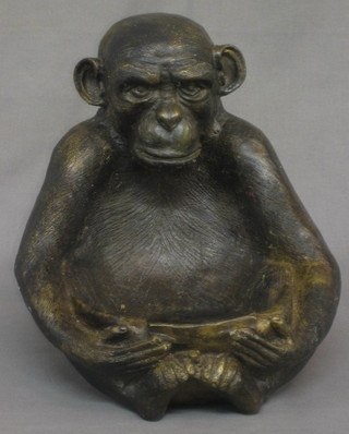 A 19th/20th Century bronze figure of a seated Gorilla 13"