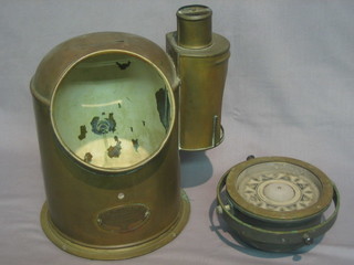 A  ships compass by Henry Hughes & Sons of London  no.  3851 complete with brass binnacle
