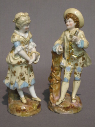 A  pair  of  19th Century Continental porcelain  figures  Boy  and Girl 7"
