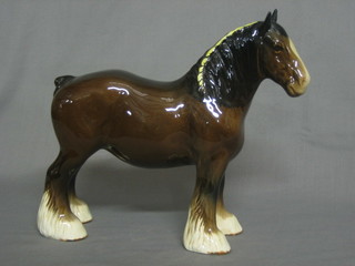 A Beswick figure of a shire horse with plaited mane 9"