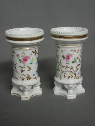 A pair of 19th Century cylindrical pottery vases 5"