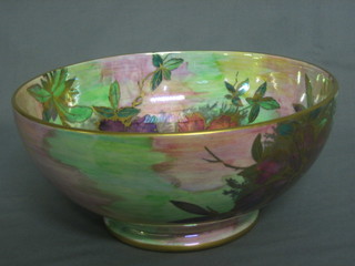 A  Malingware  circular  lustre  bowl  with  floral  decoration  9"