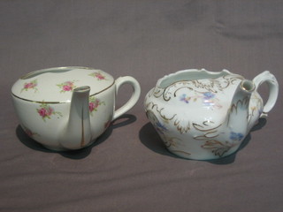 A  19th Century Continental porcelain invalid feeding cup  and  a white and floral patterned Continental beaker