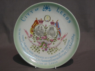 A   Hodgson  Edward  VII  pottery  plate  to  commemorate   the Coronation  of  Edward VII and Queen Alexander,  presented  by the Lord Mayor of Leeds 7"