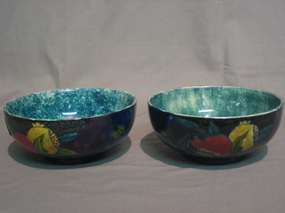 A   pair  of  S  Hancock  &  Sons  Rubens  Ware  pottery   bowls decorated fruit 7"