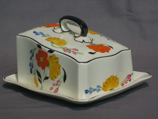 A   Hancocks  Ivory  ware  cheese  dish  and  cover   with   floral decoration 7"