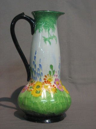 A  Hancocks  Ivory ware pottery jug with  floral  decoration  11"