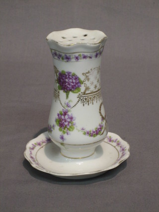 A Victorian porcelain hat pin stand 5"