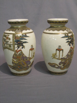A  set  of  4 late Japanese Satsuma  porcelain  club  shaped  vases
