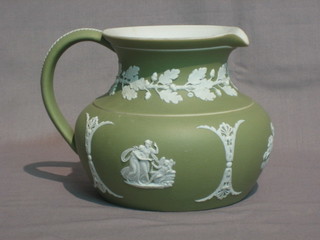 A 19th Century Wedgwood green Jasperware jug 5"