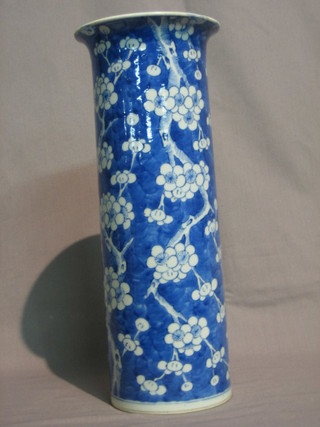 A  19th Century Oriental blue and white prunus pattern vase,  the base  with 4 character mark (star crack to base and restoration  to rim) 14"