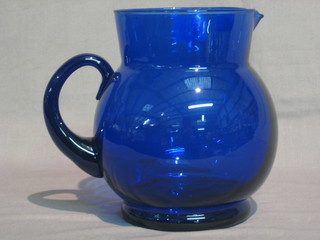 A Bristol blue glass jug 7"