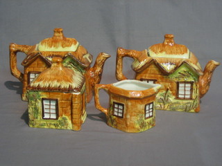 A  Prices  4 piece Cottage ware tea service with 2  teapots,  sugar bowl and cream jug