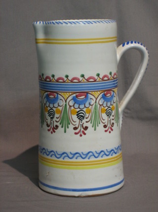 A  faience pottery jug 9" and a green glazed Bretby jardiniere  5"