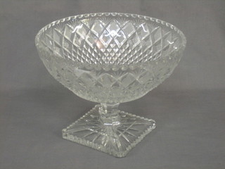 A  circular  cut  glass pedestal bowl raised on a  square  foot  10"