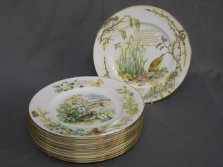 A  set of 12 Webb & Bower plates decorated months of  the  year with appropriate birds for the seasons