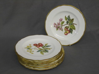 9 Spode plates decorated various fruits 9"