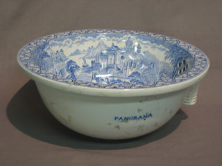 A 19th Century Stafford blue and white Panorama wash bowl 12"