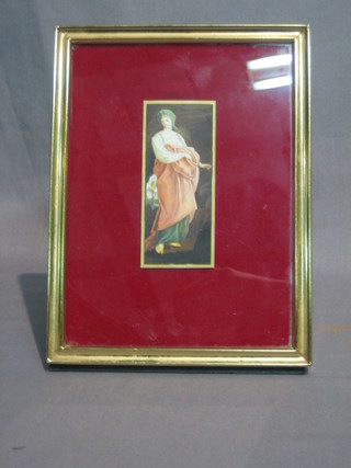 A miniature watercolour on ivory panel "Classical Lady" 4" x  2"