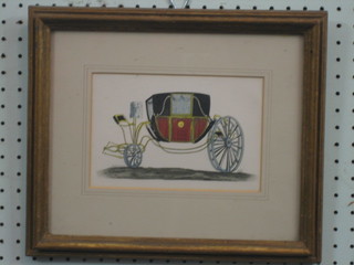 An 18th/19th Century coloured print of  "Continental Coach"  5" x 7"