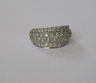 A lady's 18ct white gold dress ring set numerous diamonds, approx 1.65ct