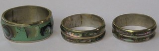 3 "silver" and mother of pearl rings