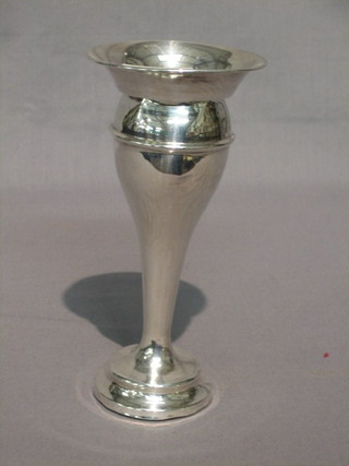 A silver trumpet shaped specimen vase raised on a circular spreading foot Birmingham 1923 7"