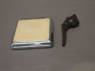 A 1950's Colibri chromium plated cigarette case incorporating a lighter and a small pipe