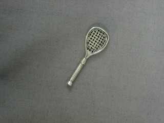 An Edwardian miniature silver model of a tennis racket, Birmingham 1909 1 1/2"