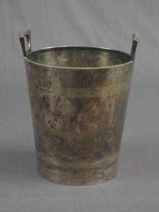An Art Deco silver plated twin handled wine cooler