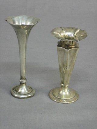 2 silver vases 6" and 5"