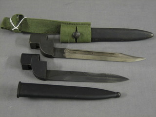 2 SLR type bayonets complete with scabbards, 1 with green frog