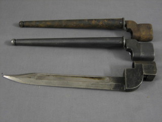 2 pig stick bayonets complete with scabbards and an SLR type bayonet