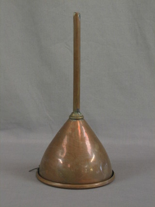 A copper beer funnel 12"