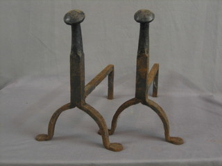 A pair of iron fire dogs 14"