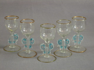 5 19th/20th Century Venetian style liqueur glasses (1 f)
