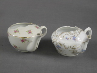 A 19th Century Continental porcelain invalid feeding cup and a white and floral patterned Continental beaker