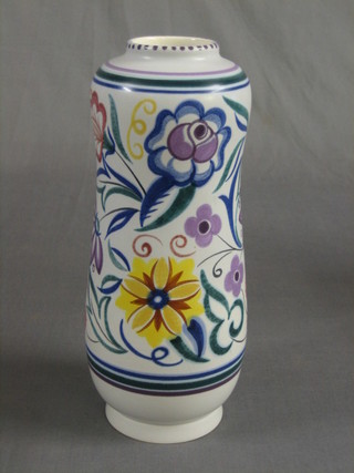 A waisted Poole Pottery vase, the base with dolphin mark 11"