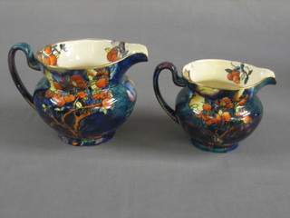 2, S Hancock & Sons,  Corona Ware, Cherry Ripe pattern graduated jugs 5" and 5 1/2", hand painted by Molly Hancock (R)