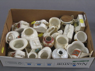 19 items of crested china