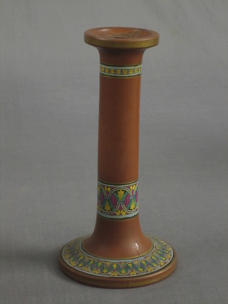 A 19th Century terracotta ware candlestick 8"