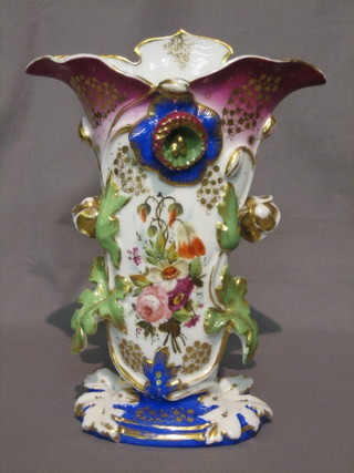 A 19th Century Continental porcelain vase with floral decoration 12"