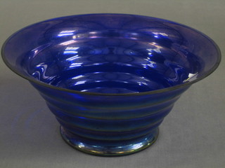 A Bristol blue glass circular bowl 8 1/2"