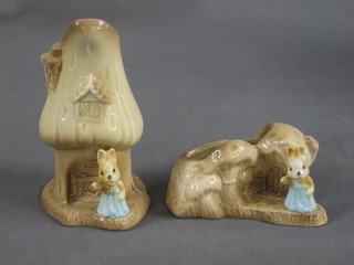 A Sylvac vase in the form of a cottage with rabbit, the base marked 4791 6" and 1 other marked 489 5"