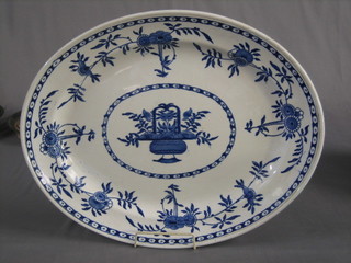 A blue and white pottery meat plate 19"