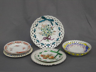 8 various ribbonware plates